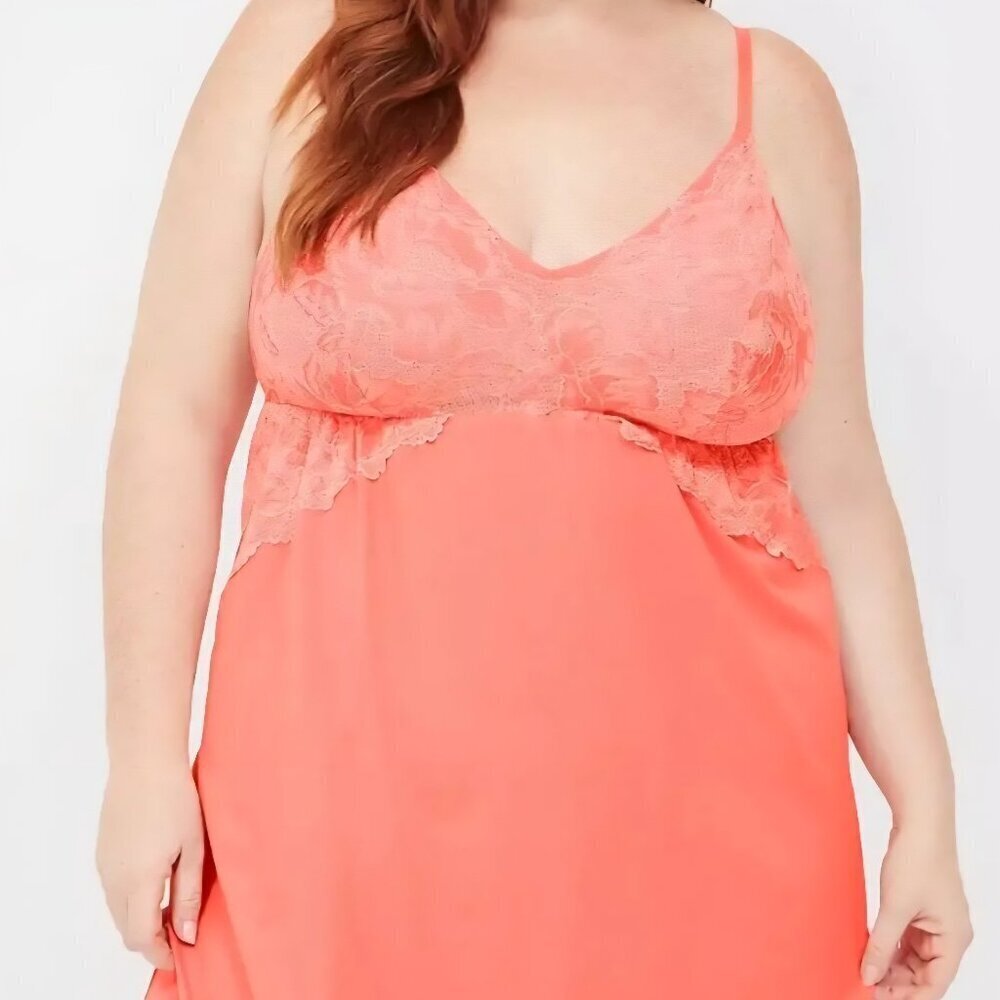Sleep by cacique sexy Coral lace Romantic adjustable strap chemise gown 18/20
